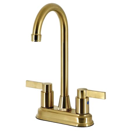Kingston Brass KB8497NDL NuvoFusion 4" Centerset Bar Faucet, Brushed Brass KB8497NDL